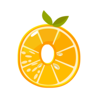 caricatura, fruta, naranja, número 0, dígito cero png