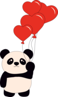 schattig weinig zittend panda houdt ballen. tekenfilm dier karakter voor kinderen kaarten, baby douche, uitnodiging, poster, t-shirt samenstelling, huis interieur. png