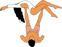 PNG yoga illustration. Yoga asanas for couple yoga.Hand drawn sketch