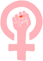 símbolo do feminismo. gênero feminino de poder feminino. esboço desenhado à mão. png
