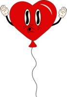 Ballon. 30er Zeichentrickfigur Maskottchen 40er, 50er, 60er alter Animationsstil. Valentinstag-Konzept png