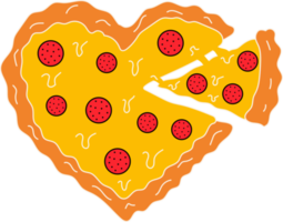 Pizza nel il modulo di un' cuore. San Valentino giorno concetto png