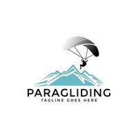 Inspiración en el diseño del logotipo de parapente de alta aventura. diseño de logotipo de parapente vector