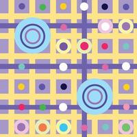 Purple background with yellow lines and colorful circles decoration ornaments vector wallpaper isolated on square template