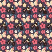 Spring Pattern In Violet Colors For Package Or Backdrop Vector Illustration In Flat Style