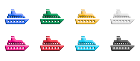 kryssning fartyg ikoner i platt design med element för mobil begrepp och webb appar. samling modern infographic och piktogram. png