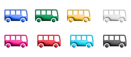 ícones de ônibus em design plano com elementos para conceitos móveis e aplicativos da web. coleção infográfico moderno e pictograma. png