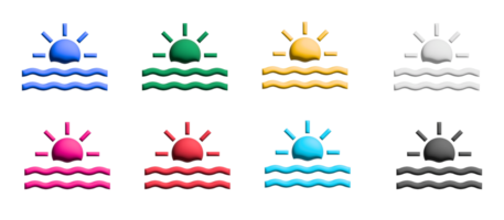 ícones do pôr do sol em design plano com elementos para conceitos móveis e aplicativos da web. coleção infográfico moderno e pictograma. png