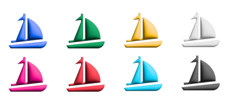 Segelboot-Icons im Flat Design mit Elementen für mobile Konzepte und Web-Apps. Sammlung moderner Infografiken und Piktogramme. png