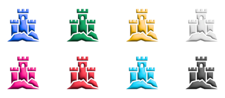 iconos de castillo en diseño plano con elementos para conceptos móviles y aplicaciones web. colección moderna infografía y pictograma. png