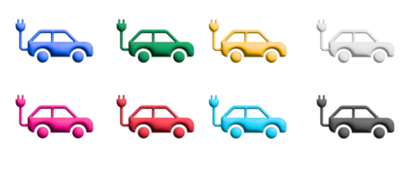 ícones de carregador de bateria de carro em design plano com elementos para conceitos móveis e aplicativos da web. coleção infográfico moderno e pictograma. png