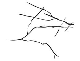 Ice crack realistic sketch Black line isolated no white. Fissure broken earth effect transparent background. Icy scratches. Lightning flat doodle. Kintsugi craquelure Japanize art Vector illustration