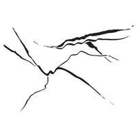 Ice crack realistic sketch Black line isolated no white. Fissure broken earth effect transparent background. Icy scratches. Lightning flat doodle. Kintsugi craquelure Japanize art Vector illustration