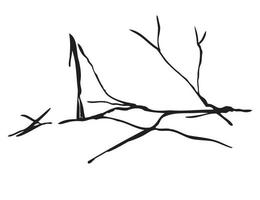 Ice crack realistic sketch Black line isolated no white. Fissure broken earth effect transparent background. Icy scratches. Lightning flat doodle. Kintsugi craquelure Japanize art Vector illustration