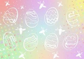 Happy Easter background pattern, Easter eggs and cute bunny ears with carrots, vector illustration.