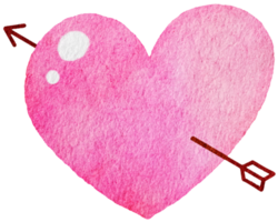 Cute hearts with arrow in watercolor style png