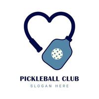 logo pickleball con una raqueta en forma de corazón. ilustración vectorial aislada sobre fondo blanco. vector