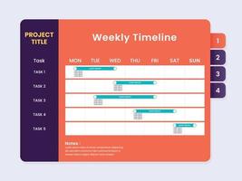 Weekly Timeline Project Template vector