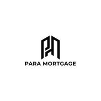 Abstract initial letter PM or MP logo in black color isolated in white background applied for real estate and mortgage company logo also suitable for the brands or companies have initial name MP or PM vector