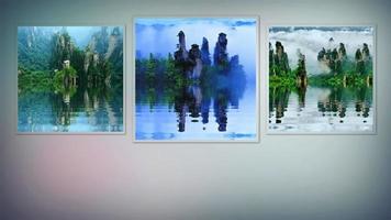 achtergrond, bergen met reflecterend water animatie video