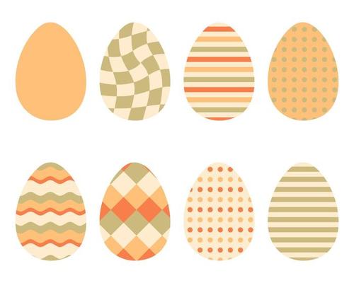 Vintage style abstract Easter eggs collection. Perfect for stickers, cards, print.
