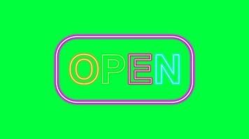 Open animation green screen with neon style video