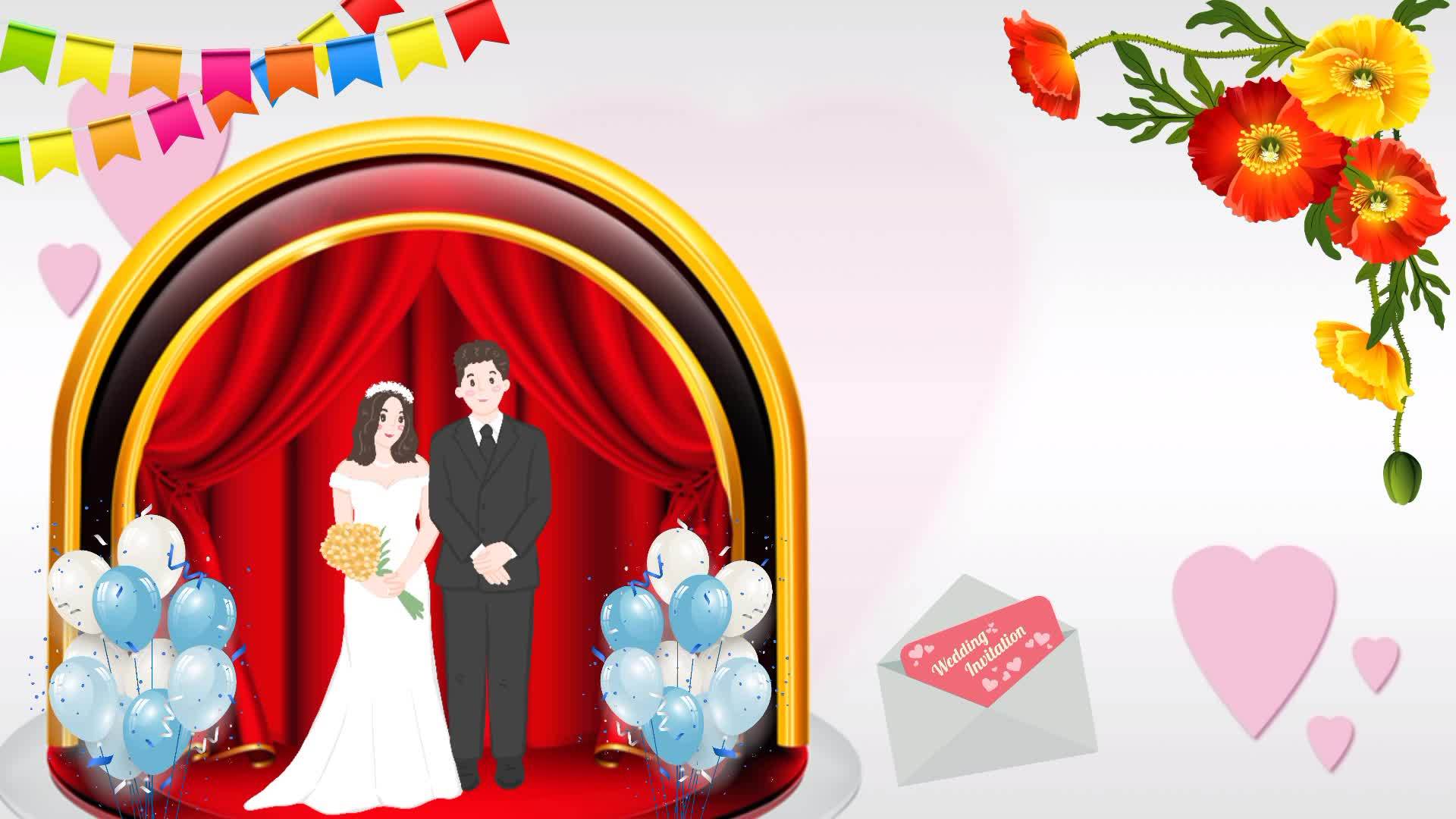 Animated wedding invitation stock video footage for free download