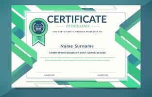 Flat Green Square Line Certificate Template vector