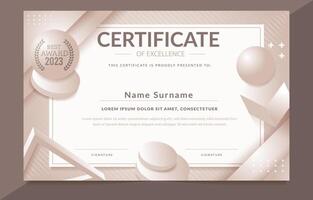 Light Brown Gradient Abstract Shapes Certificate Template vector
