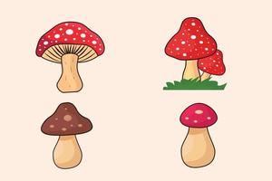 Mushroom Cartoon Style Illustration Design vector