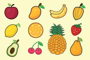 Set of Summer Fruits Illustration Design vector