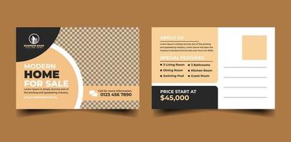 Modern Home Sale Real Estate Postcard Design Template vector