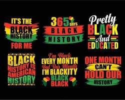 Sets of black history month t-shirt designs. Black history month t-shirt design bundle. One month can't hold our history, 365 days black history pro download vector
