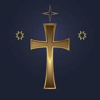 Holy cross with golden star, Premium holy cross icon, symbol for protection of soul and spirit vector illustration