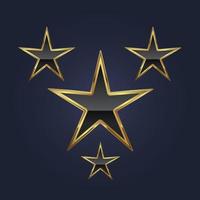 SET of  golden star on gradient blue background, luxury premium star use as congrats banner, winner prize concepts vector illustration.