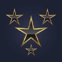 SET of  golden star on gradient blue background, luxury premium star use as congrats banner, winner prize concepts vector illustration.