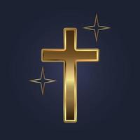 holy cross golden with star, holy cross premium for protection of souland spirit, golden holy cross on dark background. vector