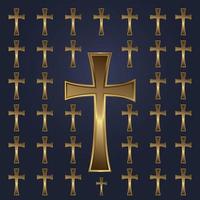 Set of holy cross symbol with gold color, Premium holy cross icon, symbol for protection of soul and spirit vector template