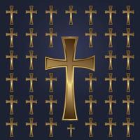 Set of holy cross symbol with gold color, Premium holy cross icon, symbol for protection of soul and spirit vector template