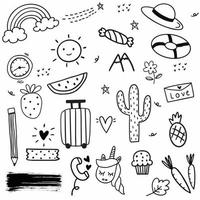 dibujado a mano doodle dibujos animados en blanco y negro vector