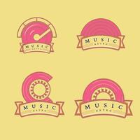 Set logo music retro style vector