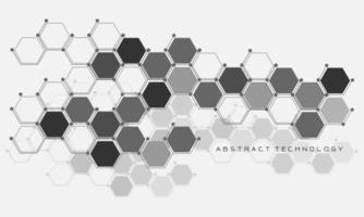 Abstract dark grey technology connect concept geometric hexagons pattern with blank space on white background vector