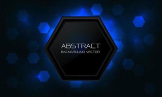Abstract blue hexagon light black button technology futuristic geometric design modern background vector