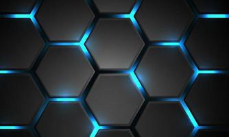 Abstract dark grey blue light technology futuristic hexagon geometric design modern background vector