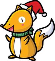 divertido y lindo personaje de dibujos animados de zorro navideño vector