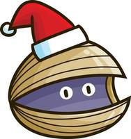 Cute christmas clam cartoon character vector