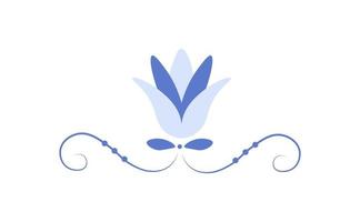 viñeta azul con flor de tulipán vector