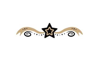 Black and gold vignette with star and ribbons vector