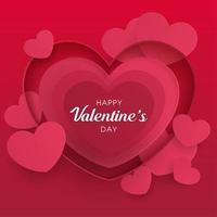 Valentine's day abstract with cut paper heart on pink background. place for text. vector design.