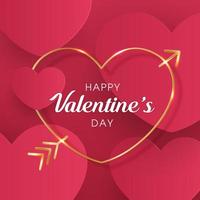Valentine's day abstract with cut paper heart on pink background. place for text. vector design.
